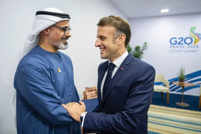 At the Brazil G20, Sheikh Khaled Bin Mohamed meets Sisi and Macron