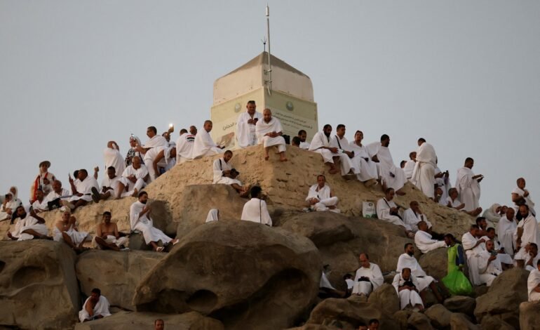 Muslim Pilgrims offer Prayers at the Hajj Summit, Mount Arafat