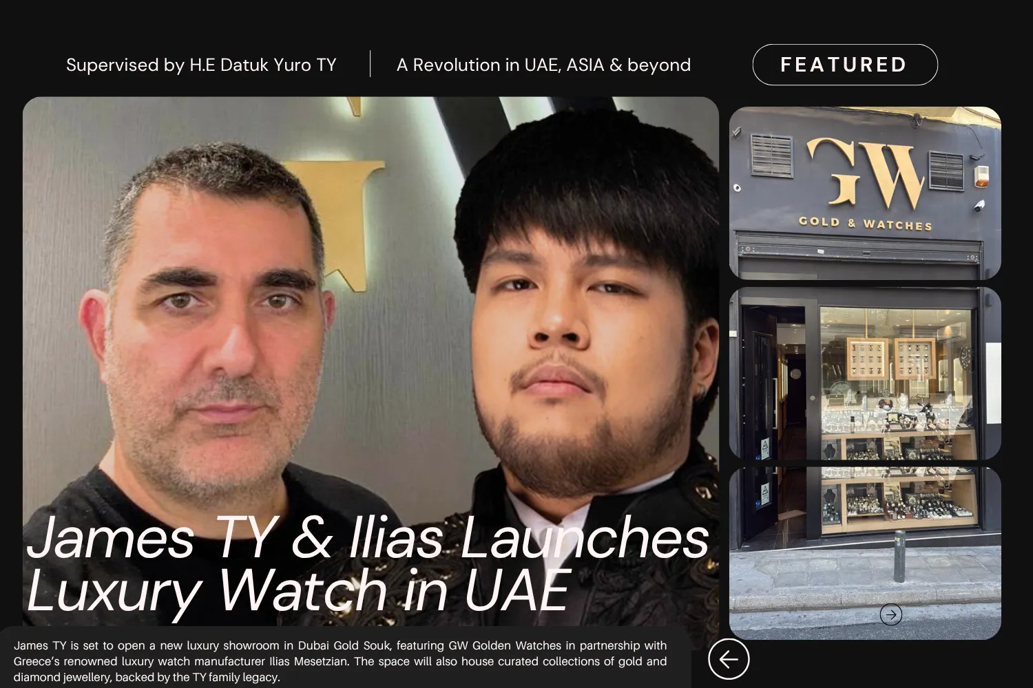 James Ty and Ilias to Launch New Luxury Watch & Jewellery Showroom in Dubai Gold Souk, Backed by TY Family Legacy
